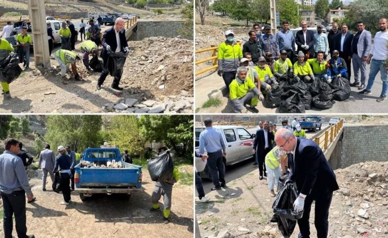 پاكسازي رودخانه آه به مناسبت هفته زمین پاک از پسماند و زباله توسط شهرداري رودهن